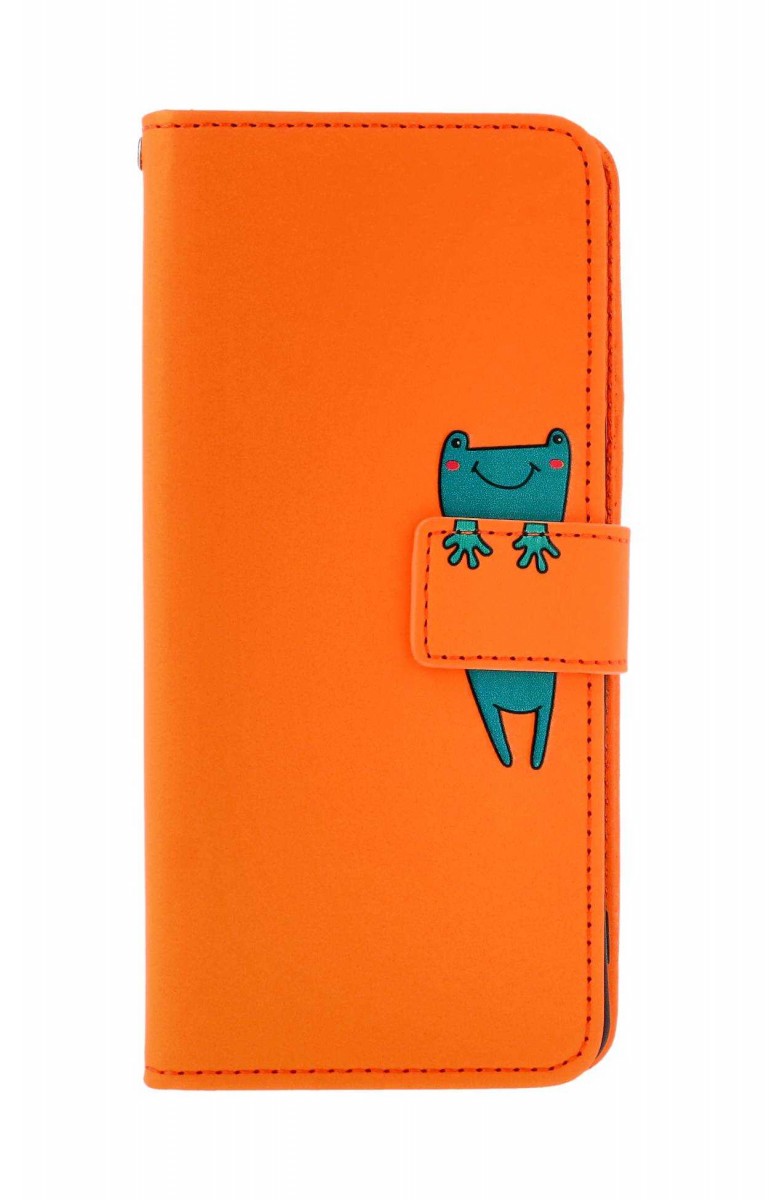 Knížkové pouzdro na Xiaomi Redmi Note 13 oranžové s žabkou