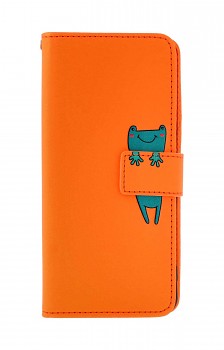 Knížkové pouzdro na Xiaomi Redmi Note 13 oranžové s žabkou