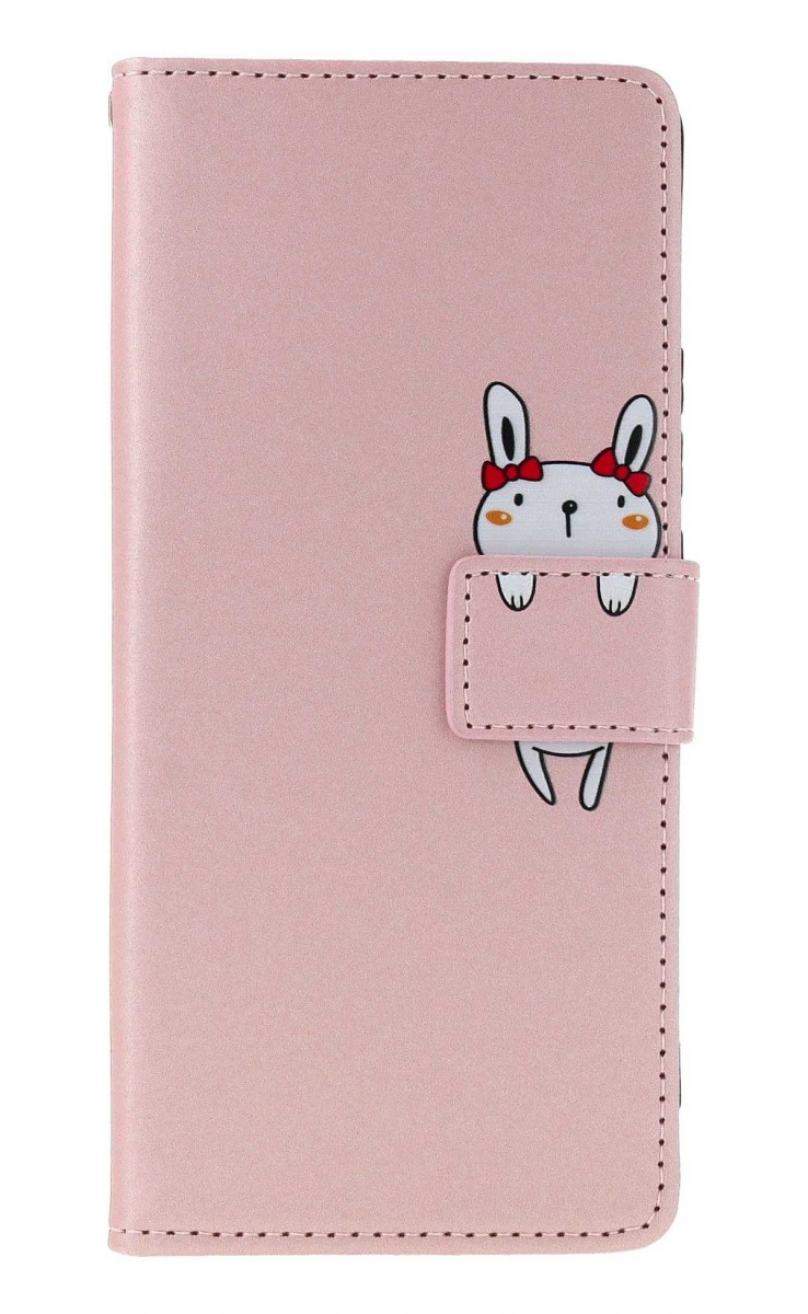 Levně Pouzdro TopQ Xiaomi Redmi Note 13 Pro knížkové růžové s králíčkem 131054 (obal neboli kryt na mobil Xiaomi Redmi Note 13 Pro)