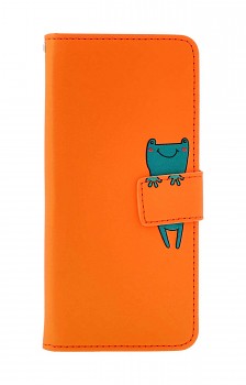 Knížkové pouzdro na Xiaomi Redmi Note 13 Pro 5G oranžové s žabkou