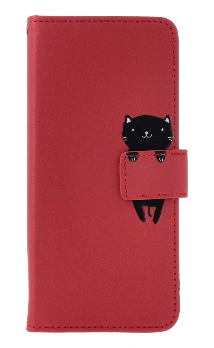 Knížkové pouzdro na Xiaomi Redmi Note 13 Pro+ 5G vínové s kočičkou