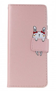 Knížkové pouzdro na Xiaomi Redmi Note 13 Pro+ 5G růžové s králíčkem