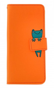 Knížkové pouzdro na Xiaomi Redmi Note 13 Pro+ 5G oranžové s žabkou