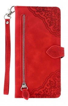 Knížkové pouzdro na Xiaomi Redmi 14C se zipem červené