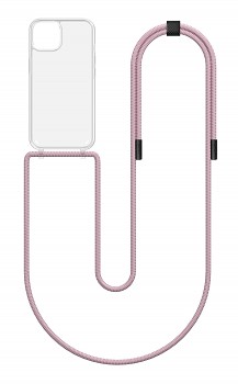 Zadní kryt Simple na iPhone 13 s růžovou šňůrkou průhledný