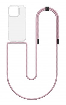 Zadní kryt Simple na iPhone 16 Pro Max s růžovou šňůrkou průhledný