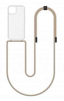 Zadní kryt Simple na iPhone 12 s béžovou šňůrkou průhledný