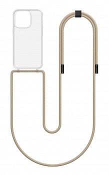 Zadní kryt Simple na iPhone 13 Pro s béžovou šňůrkou průhledný