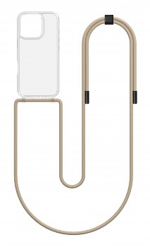 Zadní kryt Simple na iPhone 16 Pro Max s béžovou šňůrkou průhledný