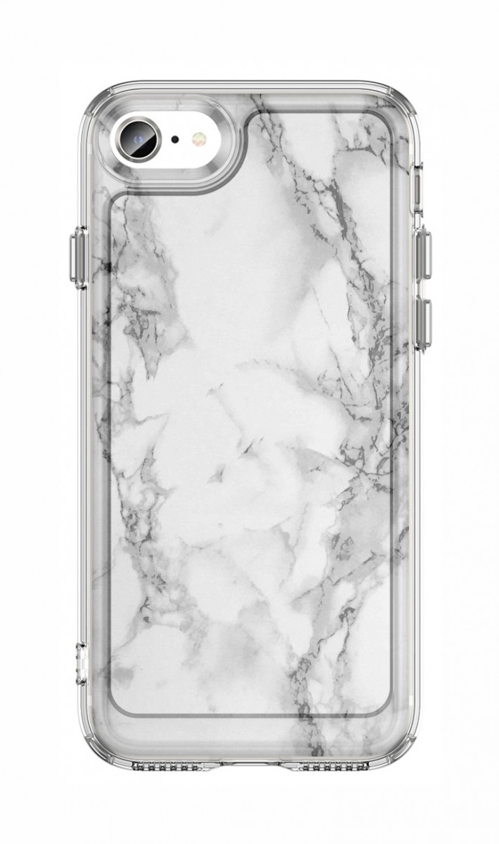 Zadní pevný kryt STYLE na iPhone SE 2020 Mramor bílý