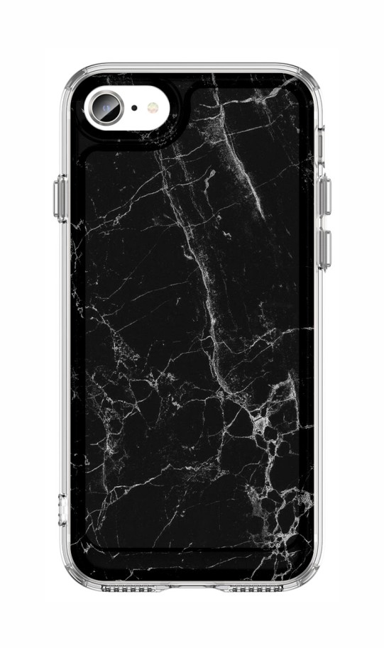 Zadní pevný kryt STYLE na iPhone SE 2020 Mramor černý