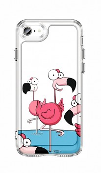 Zadní pevný kryt Image na iPhone SE 2020 Cartoon Flamingos