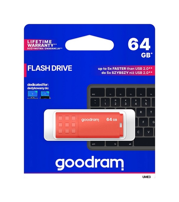 Levně Flash disk GOODRAM UME3 64GB oranžový 91215