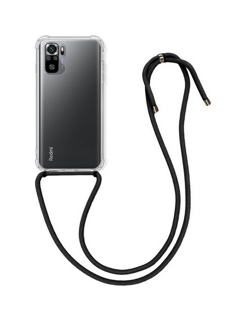 Zadní silikonový kryt na Xiaomi Redmi Note 10 s černou šňůrkou průhledný