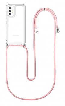 Zadní silikonový kryt na Samsung A52 s růžovou šňůrkou průhledný  