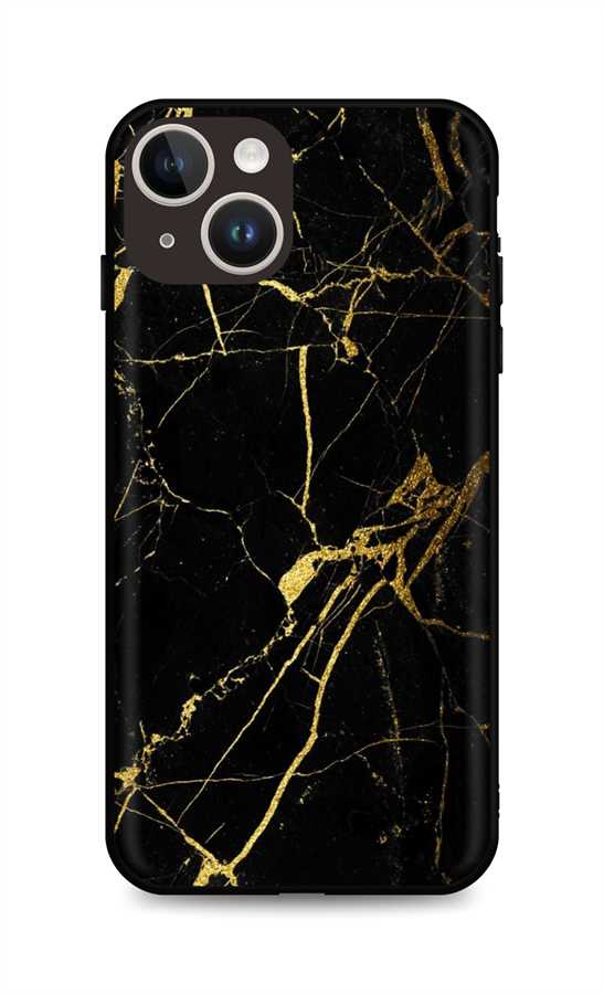 Zadní pevný kryt LUXURY na iPhone 14 Marble černo-zlatý