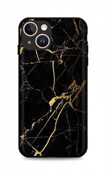 Zadní pevný kryt LUXURY na iPhone 14 Marble černo-zlatý