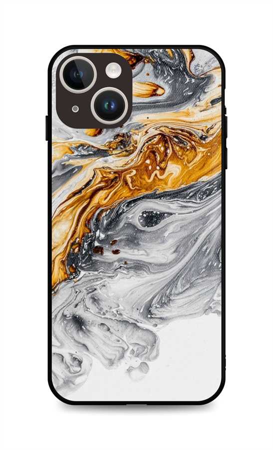 Zadní pevný kryt LUXURY na iPhone 15 Marble šedo-zlatý