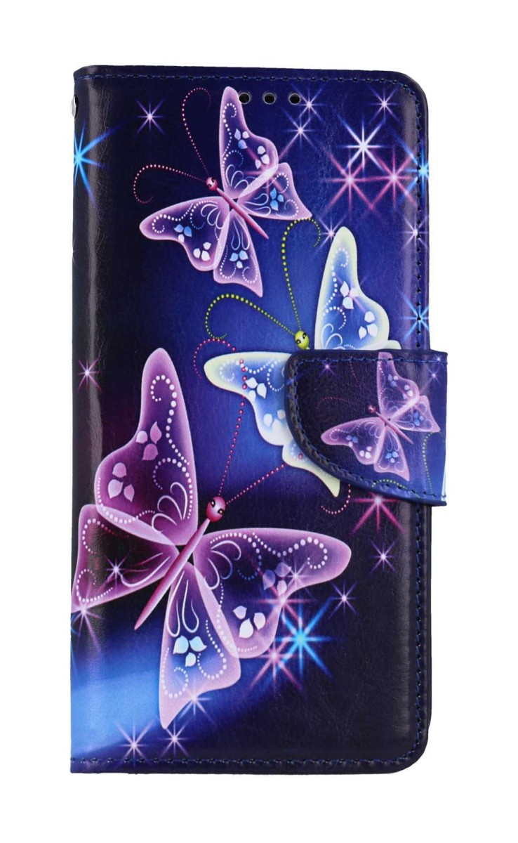 Levně Pouzdro TopQ Xiaomi Redmi Note 13 knížkové Modré s motýlky 121353 (obal neboli kryt na mobil Xiaomi Redmi Note 13)