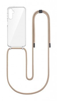 Zadní kryt Simple na Samsung A14 s béžovou šňůrkou průhledný