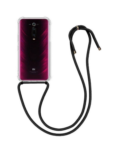 Zadní kryt na Xiaomi Mi 9T s černou šňůrkou průhledný