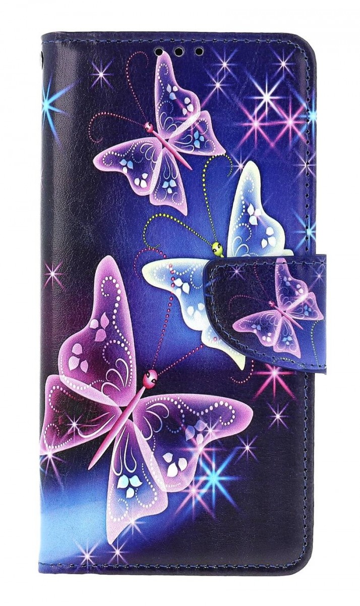 Levně Pouzdro TopQ Xiaomi Redmi Note 13 5G knížkové Modré s motýlky 121379 (obal neboli kryt na mobil Xiaomi Redmi Note 13 5G)