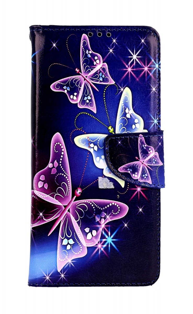 Levně Pouzdro TopQ Xiaomi Redmi Note 13 Pro knížkové Modré s motýlky 121395 (obal neboli kryt na mobil Xiaomi Redmi Note 13 Pro)