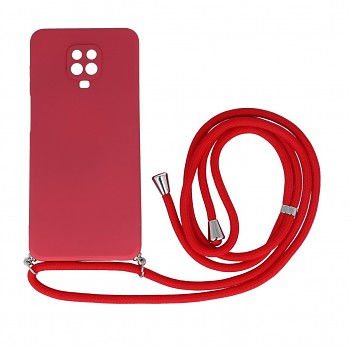 Zadní kryt na Xiaomi Redmi Note 9 Pro červený se šňůrkou