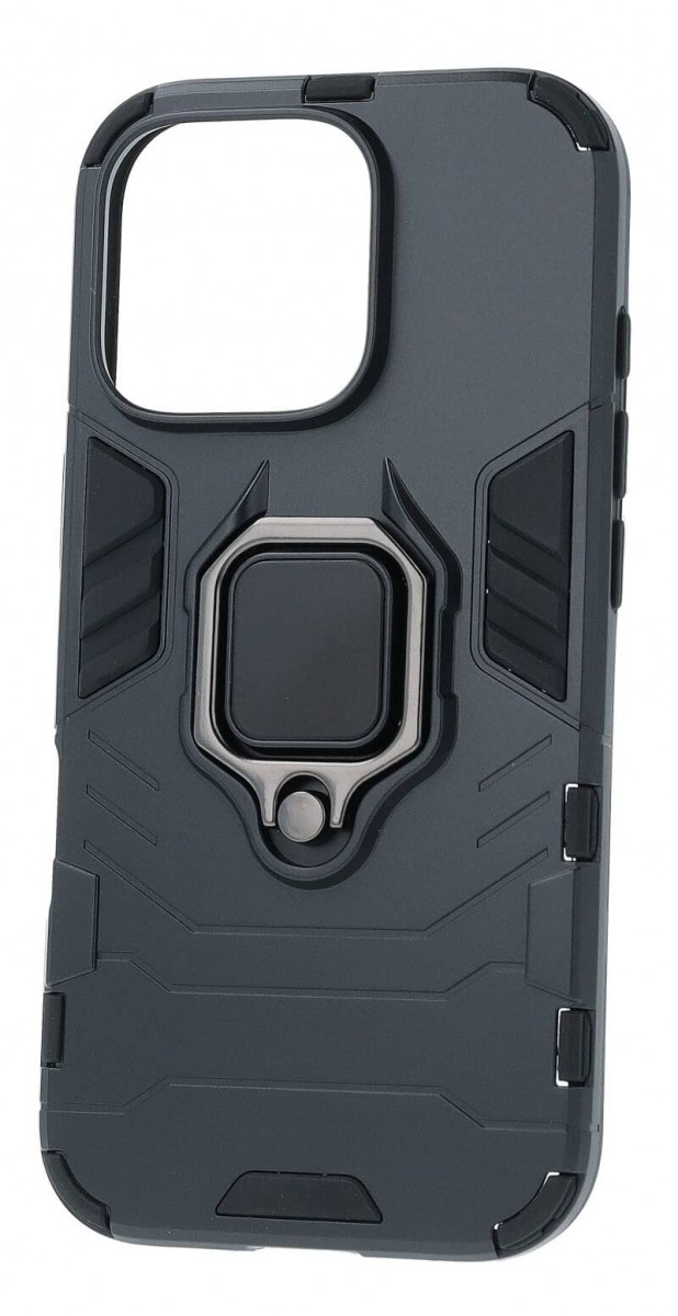 Ultra odolný zadní kryt pro iPhone 16 Pro Max černý s prstenem