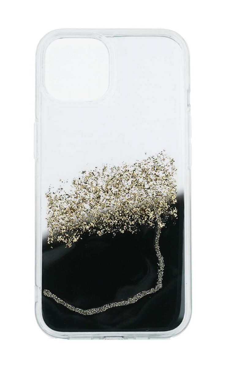 Levně Kryt IDEAR iPhone 13 černo-zlatý 91492 (pouzdro neboli obal na mobil iPhone 13)