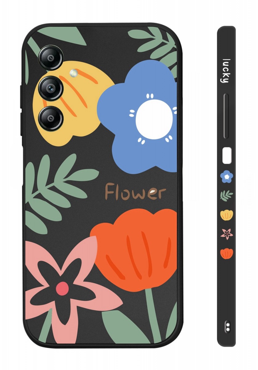 Levně Kryt TopQ Design Samsung A34 Malované květy černý 121570 (pouzdro neboli obal na mobil Samsung A34)