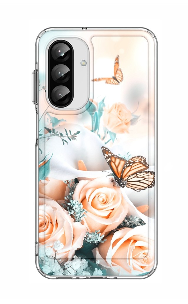 Kryt TopQ Image Samsung A17 pevný Růže s motýlem 141571 (pouzdro neboli obal na mobil Samsung A17)