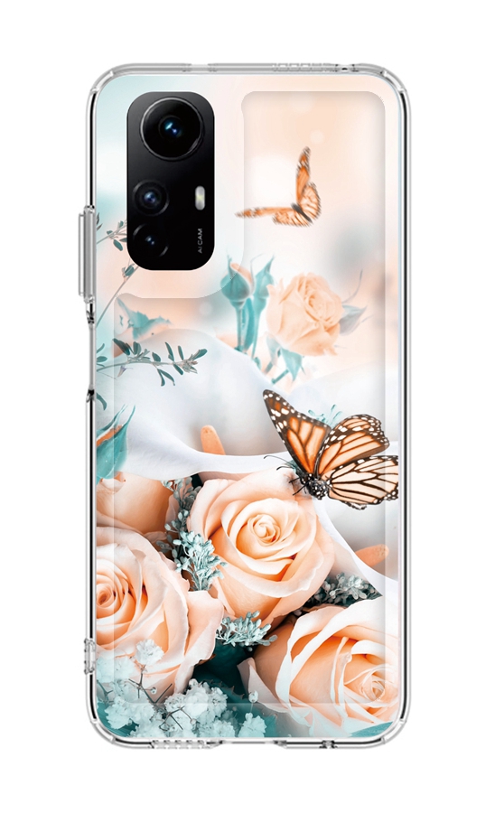 Zadní pevný kryt Image na Xiaomi Redmi Note 12S Růže s motýlem