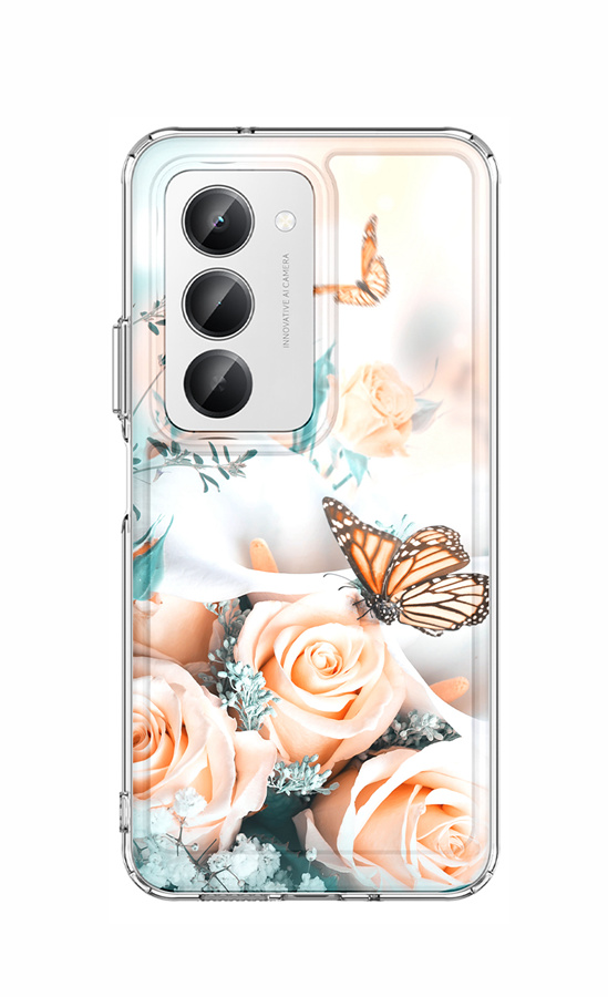 Kryt TopQ Image Xiaomi Redmi 15 pevný Růže s motýlem 141616 (pouzdro neboli obal na mobil Xiaomi Redmi 15)