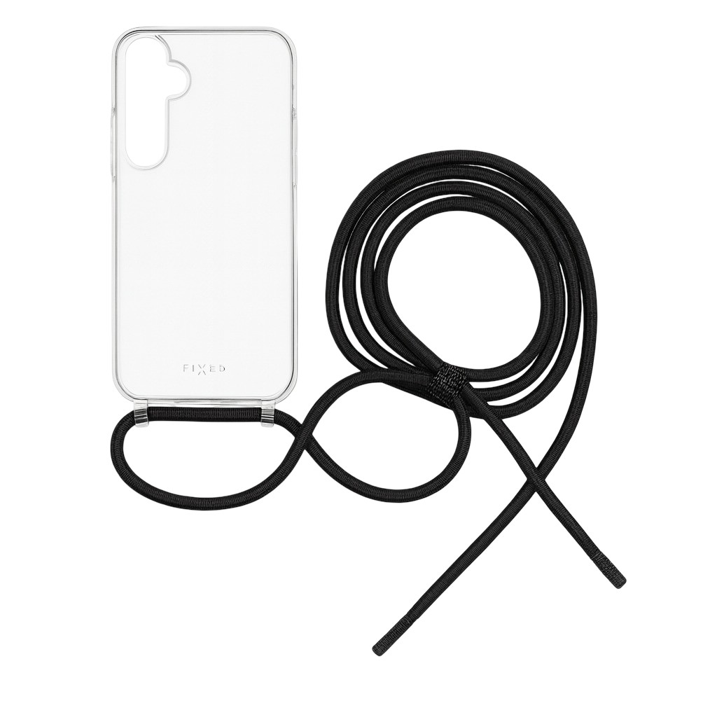 Pouzdro FIXED Pure Neck s černou šňůrkou na krk pro Samsung Galaxy A55 5G