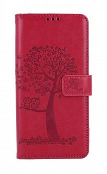 Knížkové pouzdro na Xiaomi Redmi Note 12 Tmavě růžový strom sovičky