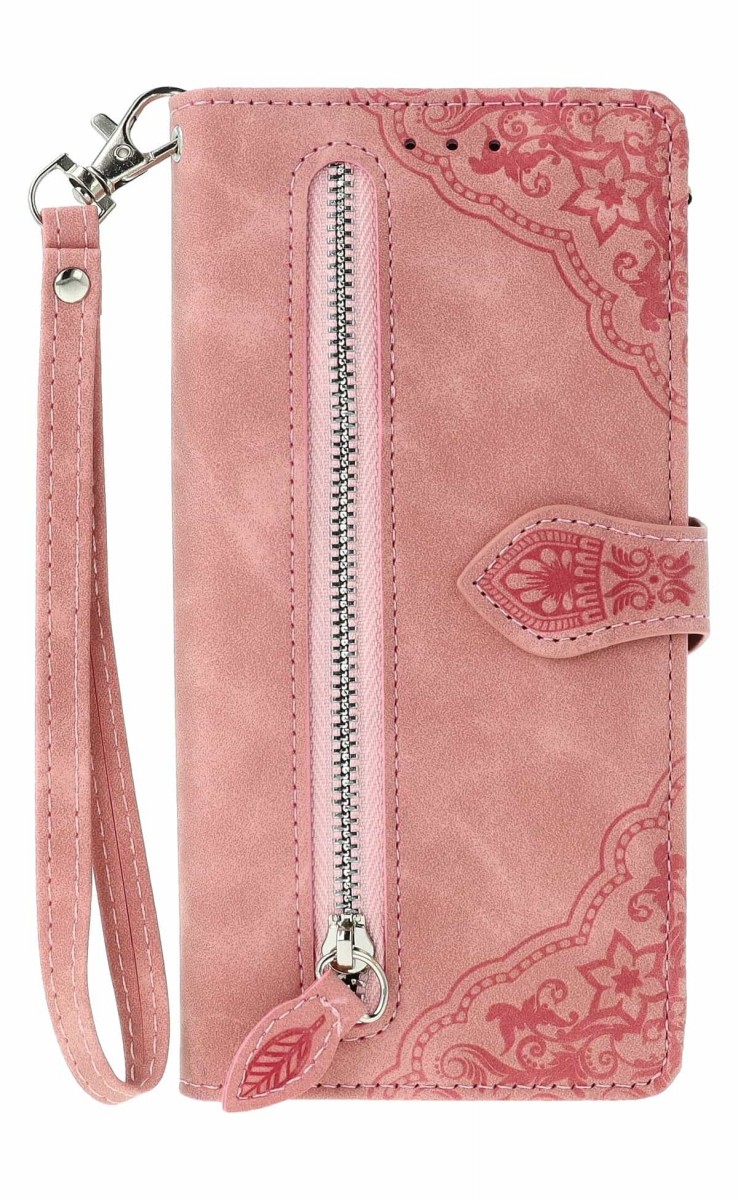 Knížkové pouzdro na Xiaomi Redmi 15C se zipem růžové