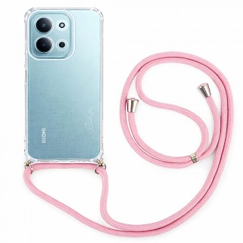 Zadní kryt na Xiaomi Redmi 15C s růžovou šňůrkou průhledný