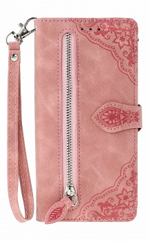 Knížkové pouzdro na Xiaomi Redmi Note 15 5G se zipem růžové