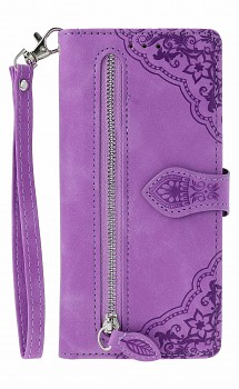 Knížkové pouzdro na Xiaomi Redmi Note 15 5G se zipem fialové