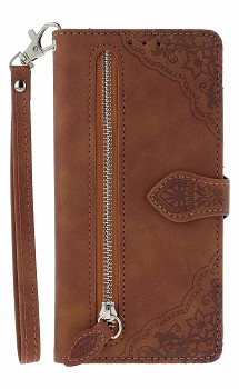 Knížkové pouzdro na Xiaomi Redmi Note 15 se zipem hnědé