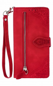 Knížkové pouzdro na Xiaomi Redmi Note 15 se zipem červené