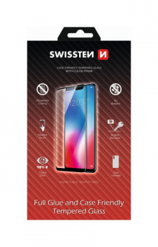Sklo Swissten full glue, color frame, case friendly na Samsung A14 5G černé