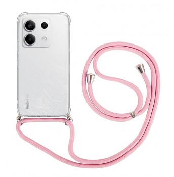 Zadní kryt na Xiaomi Redmi Note 13 5G s růžovou šňůrkou průhledný