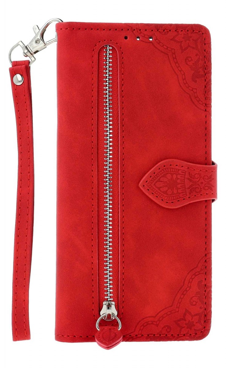 Knížkové pouzdro na Xiaomi Redmi Note 13 se zipem červené