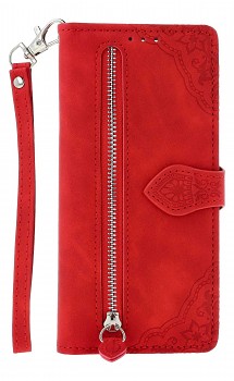 Knížkové pouzdro na Xiaomi Redmi Note 13 se zipem červené