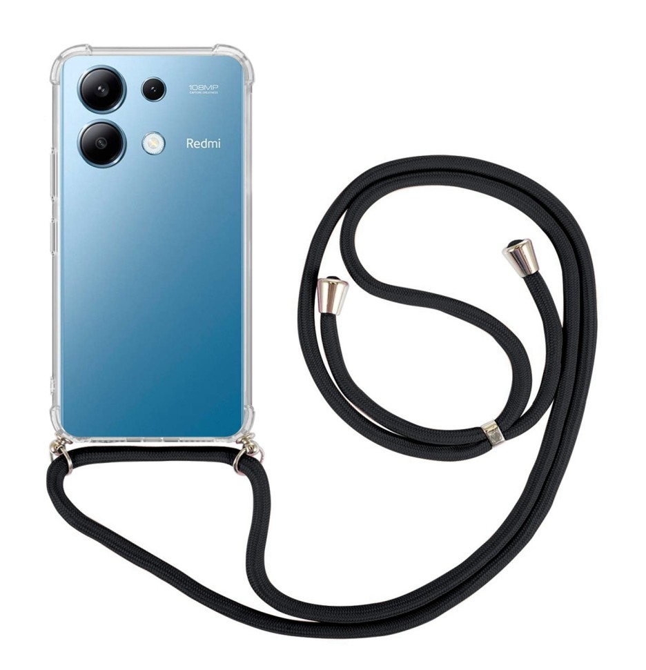 Levně Kryt TopQ Xiaomi Redmi Note 13 s černou šňůrkou průhledný 121914 (pouzdro neboli obal na mobil Xiaomi Redmi Note 13)