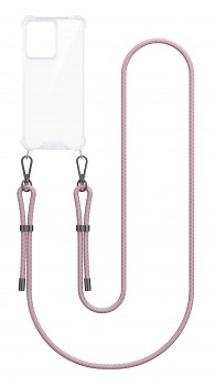 Zadní kryt Armor na Xiaomi Redmi 13C s růžovou šňůrkou průhledný