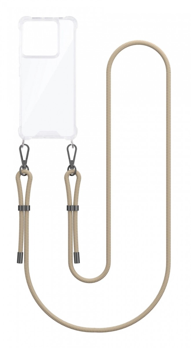 Zadní kryt Armor na Xiaomi Redmi Note 13 Pro 5G s béžovou šňůrkou průhledný