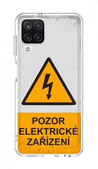 Zadní pevný kryt Image na Samsung A12 Pozor elektrické zařízení
